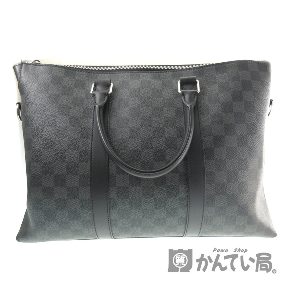 LOUIS VUITTON Anton Briefcase Damier Graphite Black Black Gray Bag Business